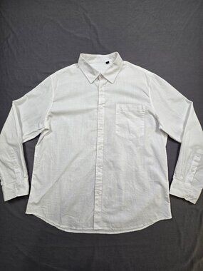 Design In Italy XL Mens Button-Down Shirt White Linen Lightweight Casual